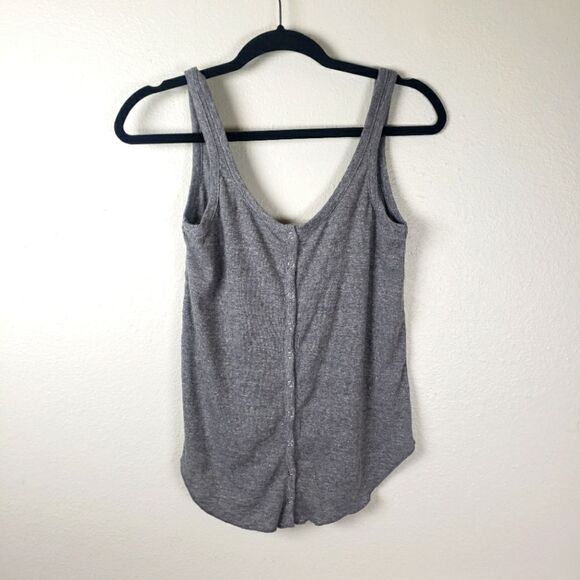 Chaser Women's Ribbed Button Snap Light Grey Simple Basic Tank Size Medium/MD - Picture 1 of 8